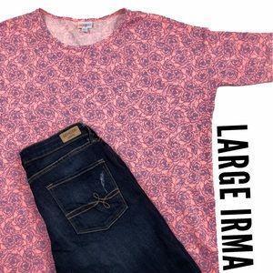 Large Lularoe Irma neon pink and navy NWT